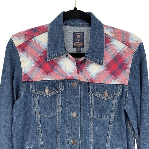 Gap + Pendleton 1969 Icon Denim Jacket Dark Indigo Blue Size Small Tall - Picture 4 of 7